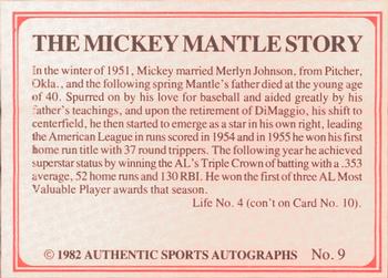 1982 ASA The Mickey Mantle Story #9 Mickey Mantle / Billy Martin Back