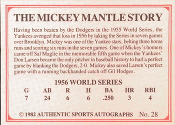 1982 ASA The Mickey Mantle Story #28 Johnny Kucks / Yogi Berra / Elston Howard / Hank Bauer / Mickey Mantle Back