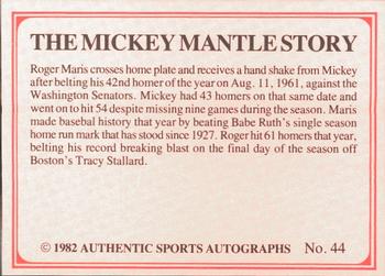 1982 ASA The Mickey Mantle Story #44 Mickey Mantle / Roger Maris Back