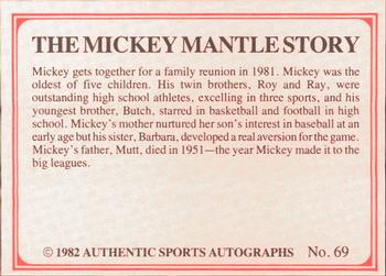 1982 ASA The Mickey Mantle Story #69 Mickey Mantle Back