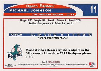 2013 Grandstand Ogden Raptors #NNO Michael Johnson Back