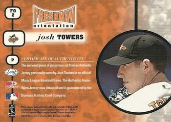 2001 Leaf Rookies & Stars - Freshman Orientation Autographs #FO2 Josh Towers Back