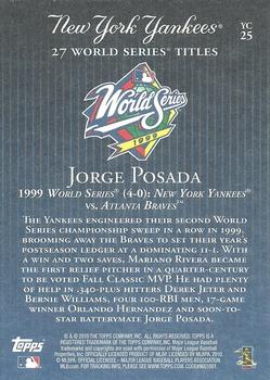 2010 Topps New York Yankees 27 World Series Championships #YC25 Jorge Posada Back