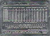 1987 Topps Gallery of Champions Aluminum #30 Tim Raines Back