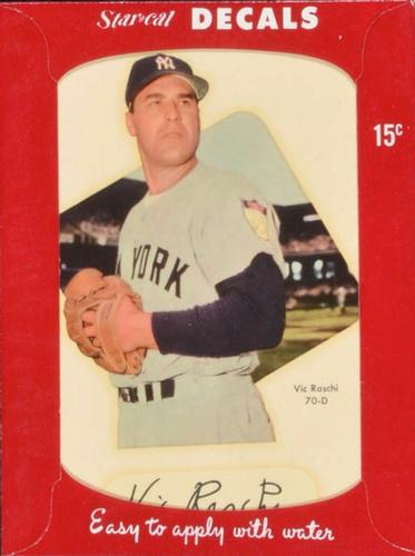 1952 Star-Cal Large Decals #70-D Vic Raschi Front