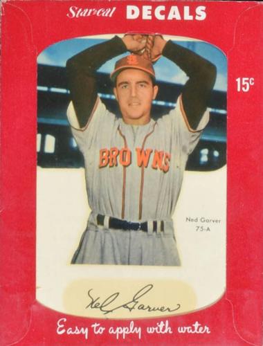1952 Star-Cal Large Decals #75-A Ned Garver Front
