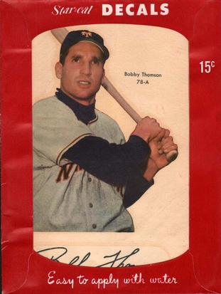 1952 Star-Cal Large Decals #78-A Bobby Thomson Front