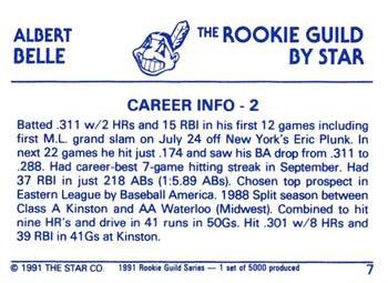 1991 Star The Rookie Guild #7 Albert Belle Back
