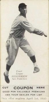 1932 Zee-Nut Pacific Coast League #NNO William Henderson Front