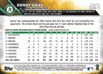 2016 Topps Oakland Athletics #OA-1 Sonny Gray Back