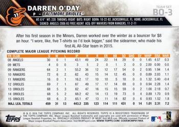 2016 Topps Baltimore Orioles #BO-3 Darren O'Day Back