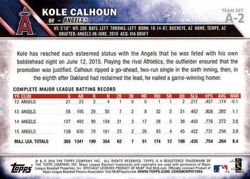 2016 Topps Los Angeles Angels #A-2 Kole Calhoun Back
