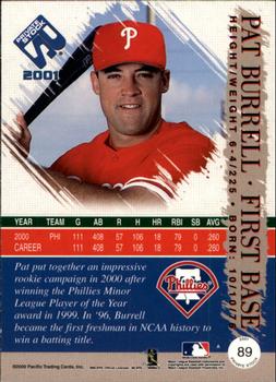 2001 Pacific Private Stock - Silver (Retail) #89 Pat Burrell  Back
