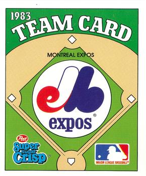 1983 Post Super Sugar Crisp Team Card #NNO Montreal Expos Front