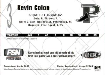 2005 Grandstand Princeton Devil Rays #NNO Kevin Colon Back