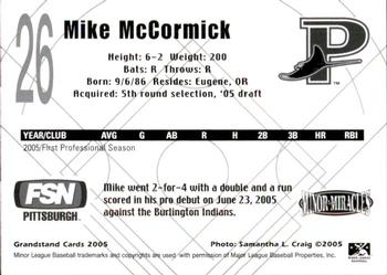 2005 Grandstand Princeton Devil Rays #NNO Mike McCormick Back
