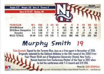 2016 Grandstand New Hampshire Fisher Cats #NNO Murphy Smith Back