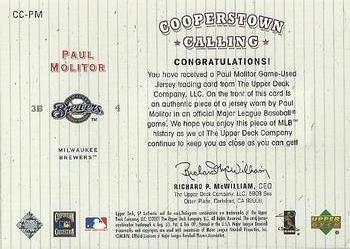 2001 SP Authentic - Cooperstown Calling Game Jersey #CC-PM Paul Molitor  Back