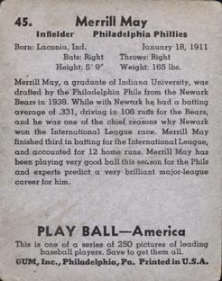 1939 Play Ball #45 Pinky May Back