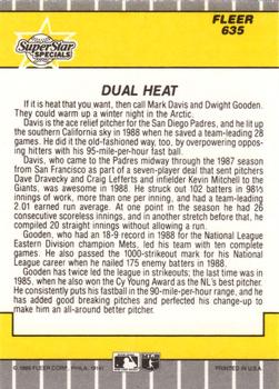 1989 Fleer #635 Dual Heat (Mark Davis / Dwight Gooden) Back