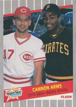 1989 Fleer #637 Cannon Arms (Chris Sabo / Bobby Bonilla) Front