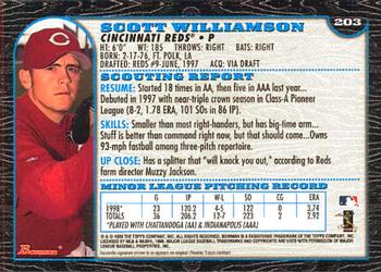 1999 Bowman #203 Scott Williamson Back