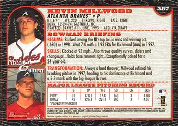 1999 Bowman #287 Kevin Millwood Back