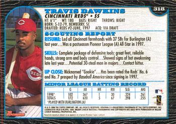 1999 Bowman #318 Travis Dawkins Back