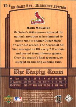 2001 SP Game Bat Milestone - Trophy Room #TR-5 Mark McGwire  Back