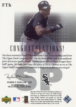 2001 SP Game Used Edition - Authentic Fabric #FTh Frank Thomas  Back