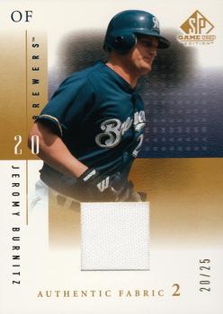 2001 SP Game Used Edition - Authentic Fabric 2 (Gold) #N-JB Jeromy Burnitz  Front