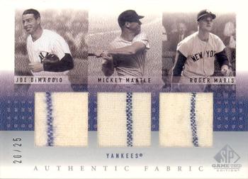 2001 SP Game Used Edition - Authentic Fabric Trios #DMM Joe DiMaggio / Mickey Mantle / Roger Maris  Front