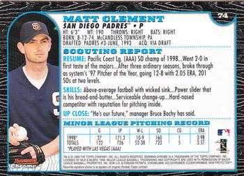 1999 Bowman Chrome #74 Matt Clement Back