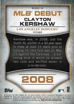 2016 Topps - MLB Debut Silver (Series 2) #MLBD2-14 Clayton Kershaw Back