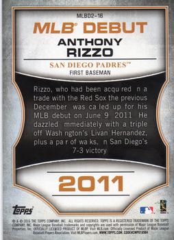 2016 Topps - MLB Debut Silver (Series 2) #MLBD2-16 Anthony Rizzo Back