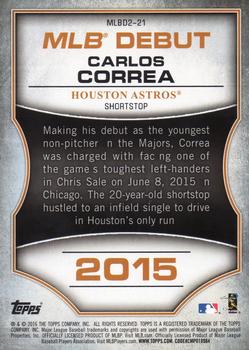 2016 Topps - MLB Debut Silver (Series 2) #MLBD2-21 Carlos Correa Back