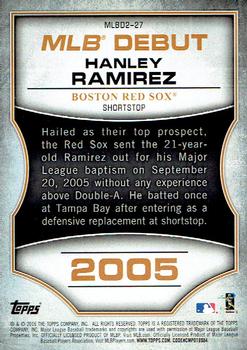 2016 Topps - MLB Debut Silver (Series 2) #MLBD2-27 Hanley Ramirez Back