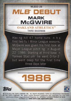 2016 Topps - MLB Debut Silver (Series 2) #MLBD2-28 Mark McGwire Back