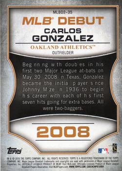 2016 Topps - MLB Debut Silver (Series 2) #MLBD2-35 Carlos Gonzalez Back