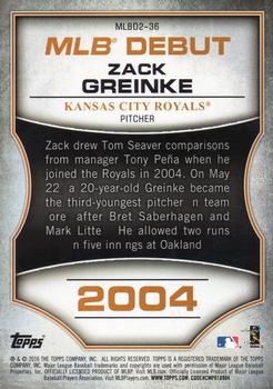 2016 Topps - MLB Debut Silver (Series 2) #MLBD2-36 Zack Greinke Back