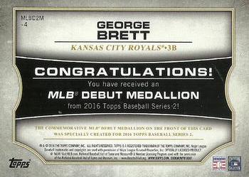 2016 Topps - MLB Debut Medallion (Series 2) #MLBD2M-4 George Brett Back