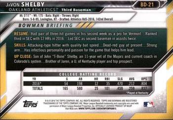 2016 Bowman Draft #BD-21 JaVon Shelby Back