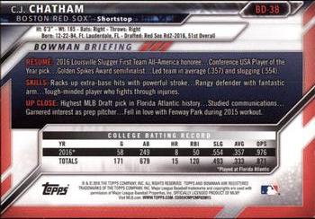 2016 Bowman Draft #BD-38 C.J. Chatham Back