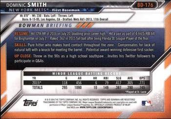2016 Bowman Draft #BD-176 Dominic Smith Back