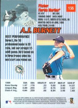 1999 Bowman's Best #155 A.J. Burnett Back