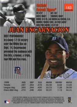 1999 Bowman's Best - Refractors #143 Juan Encarnacion  Back