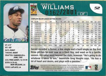 2001 Topps - Gold #52 Gerald Williams Back