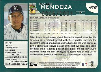 2001 Topps - Gold #476 Ramiro Mendoza Back