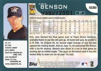 2001 Topps - Gold #506 Kris Benson Back