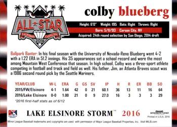 2016 Grandstand California/Carolina League All-Stars #NNO Colby Blueberg Back